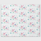 Cute Happy Axolotl Birthday Party White Cadeaupapier (Vlak)