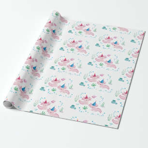 Cute Happy Axolotl Birthday Party White Cadeaupapier