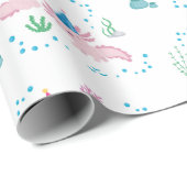 Cute Happy Axolotl Birthday Party White Cadeaupapier (Rol Hoek)