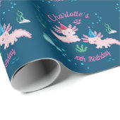 Cute Happy Axolotl Name en Age Birthday Cadeaupapier (Rol Hoek)