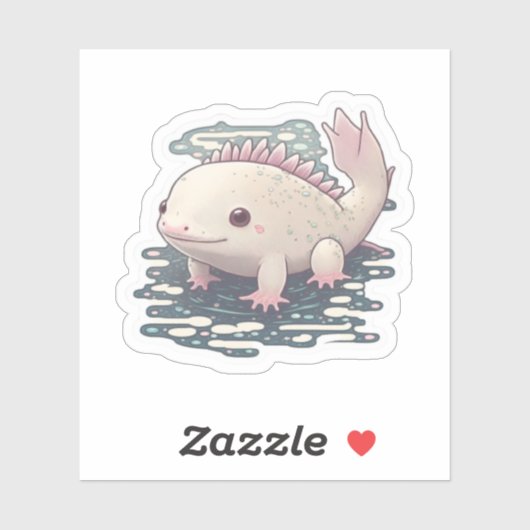 Cute Happy Axolotl Sticker (Vel)