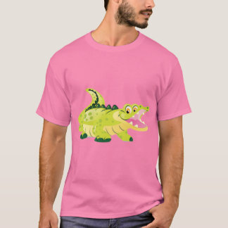Cute Happy Baby Alligator Cartoon Roze Grafische T T-shirt
