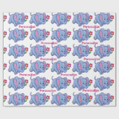 Cute & Happy Baby Elephant Cartoon Personaliseren Cadeaupapier (Vlak)