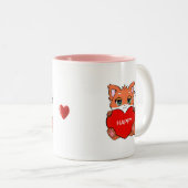 Cute Happy Baby Fox met hart Tweekleurige Koffiemok (Voorkant rechts)