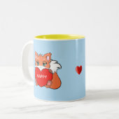 Cute Happy Baby Fox met Heart Two-Tone Koffee Mok (Voorkant links)