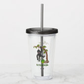Cute happy baby gorilla cartoon illustratie acryl drinkbeker (Voorkant)