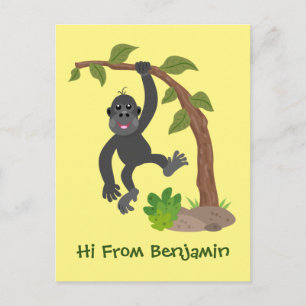 Cute happy baby gorilla cartoon illustratie briefkaart