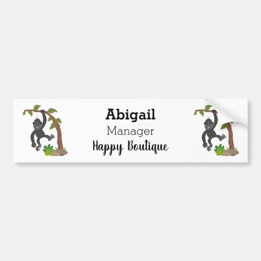Cute happy baby gorilla cartoon illustratie bumpersticker (Voorkant)