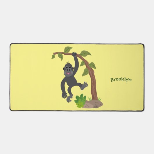 Cute happy baby gorilla cartoon illustratie bureaumat (Voorkant)