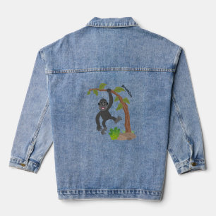Cute happy baby gorilla cartoon illustratie denim jacket