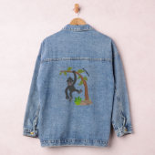 Cute happy baby gorilla cartoon illustratie denim jacket (Hangar)