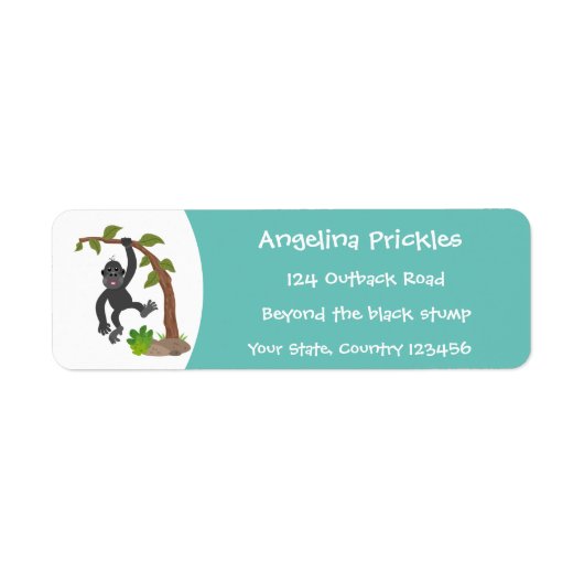 Cute happy baby gorilla cartoon illustratie etiket (Voorkant)