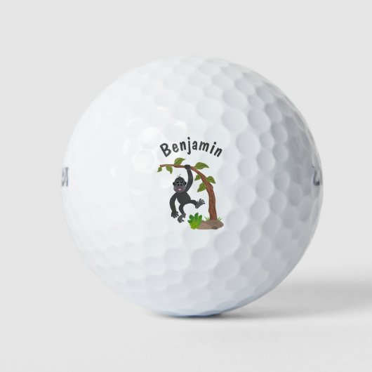 Cute happy baby gorilla cartoon illustratie golfballen (Voorkant)