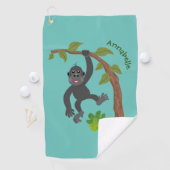 Cute happy baby gorilla cartoon illustratie golfhanddoek (Insitu)