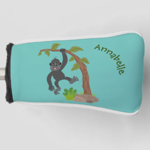 Cute happy baby gorilla cartoon illustratie golfheadcover