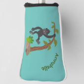 Cute happy baby gorilla cartoon illustratie golfheadcover (Draai 90)