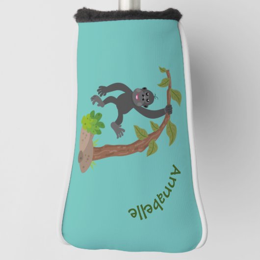 Cute happy baby gorilla cartoon illustratie golfheadcover (Draai 90)