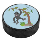 Cute happy baby gorilla cartoon illustratie hockey puck (3/4)