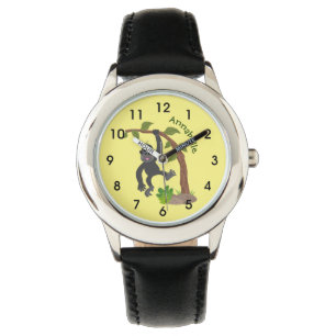 Cute happy baby gorilla cartoon illustratie horloge