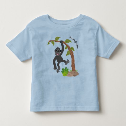 Cute happy baby gorilla cartoon illustratie kinder shirts (Voorkant)