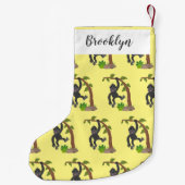 Cute happy baby gorilla cartoon illustratie kleine kerstsok (Achterkant)