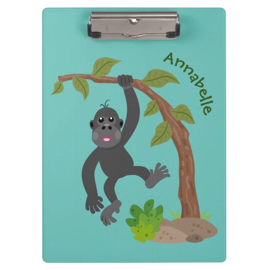 Cute happy baby gorilla cartoon illustratie klembord (Voorkant)