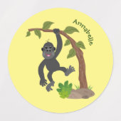 Cute happy baby gorilla cartoon illustratie labels (Design 1)