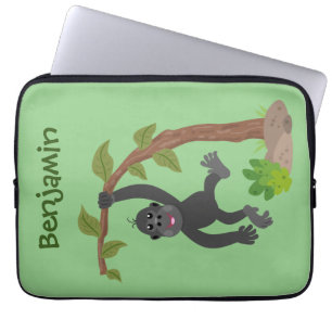 Cute happy baby gorilla cartoon illustratie laptop sleeve