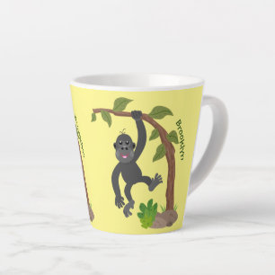 Cute happy baby gorilla cartoon illustratie latte mok