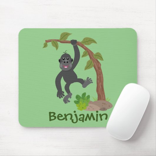 Cute happy baby gorilla cartoon illustratie muismat (Met muis)