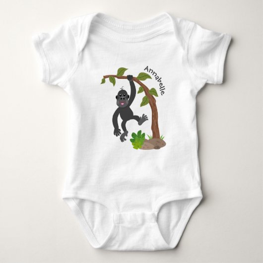 Cute happy baby gorilla cartoon illustratie romper (Voorkant)
