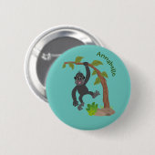 Cute happy baby gorilla cartoon illustratie ronde button 5,7 cm (Voorkant /achterkant)