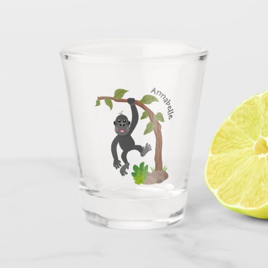 Cute happy baby gorilla cartoon illustratie shot glas (Voorkant)