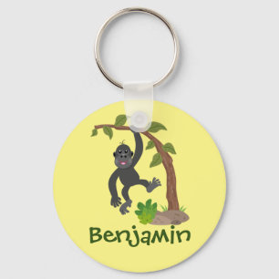 Cute happy baby gorilla cartoon illustratie sleutelhanger
