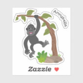 Cute happy baby gorilla cartoon illustratie sticker (Vel)