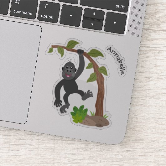 Cute happy baby gorilla cartoon illustratie sticker (Detail)