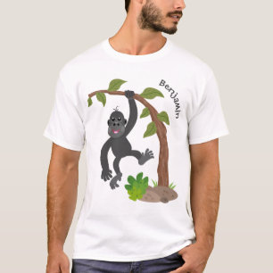 Cute happy baby gorilla cartoon illustratie t-shirt