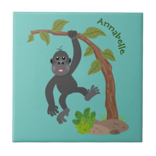 Cute happy baby gorilla cartoon illustratie tegeltje