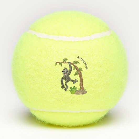 Cute happy baby gorilla cartoon illustratie tennisballen (Achterkant)