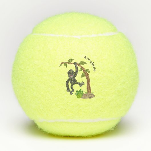 Cute happy baby gorilla cartoon illustratie tennisballen (Voorkant)