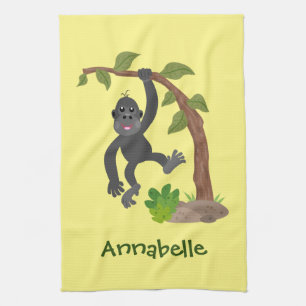 Cute happy baby gorilla cartoon illustratie theedoek