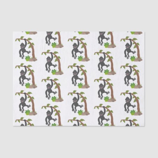 Cute happy baby gorilla cartoon illustratie tissuepapier (Voorkant)