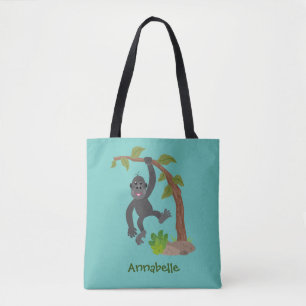 Cute happy baby gorilla cartoon illustratie tote bag