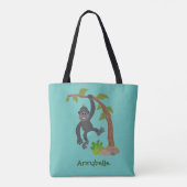 Cute happy baby gorilla cartoon illustratie tote bag (Achterkant)