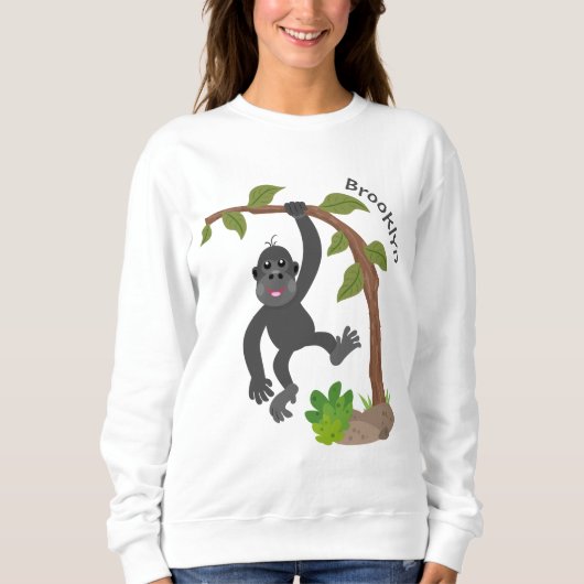 Cute happy baby gorilla cartoon illustratie trui (Voorkant)