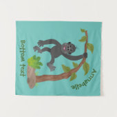 Cute happy baby gorilla cartoon illustratie wandkleed (Voorkant (horizontaal))
