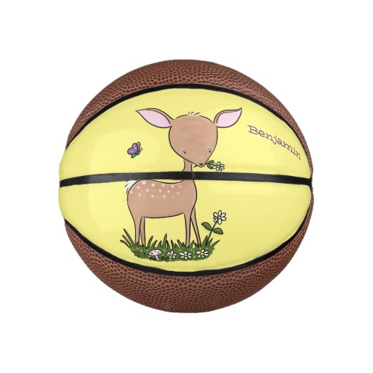 Cute happy baby hert cartoon illustratie basketbal (Voorkant)