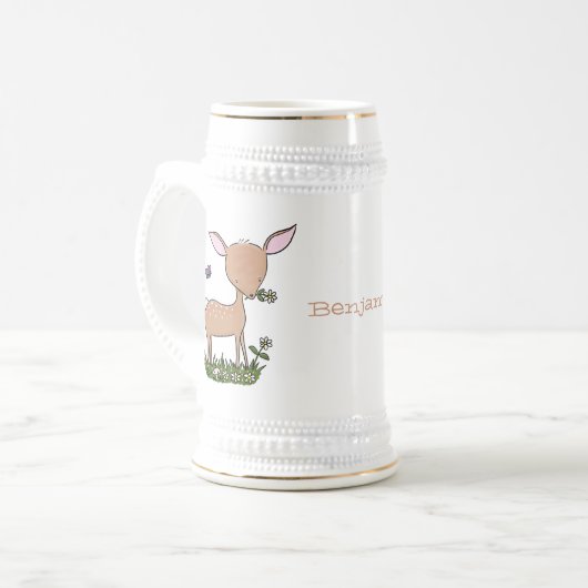 Cute happy baby hert cartoon illustratie bierpul (Voorkant links)