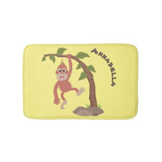 Cute happy baby orangutan cartoon illustratie badmat (Voorkant)