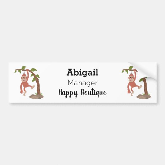 Cute happy baby orangutan cartoon illustratie bumpersticker (Voorkant)